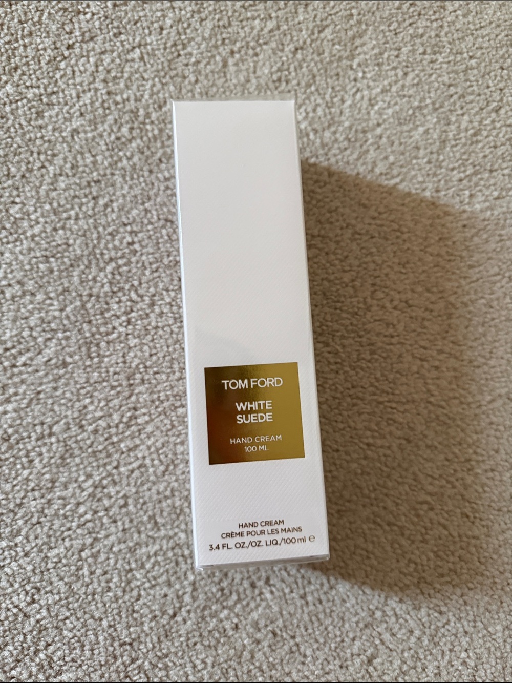 Tom Ford White Suede Hand Cream – White with Gold Label